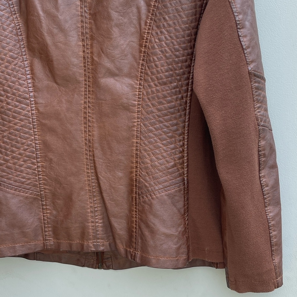 Valerie Stevens Tan Faux Leather Jacket - Picture 12 of 12